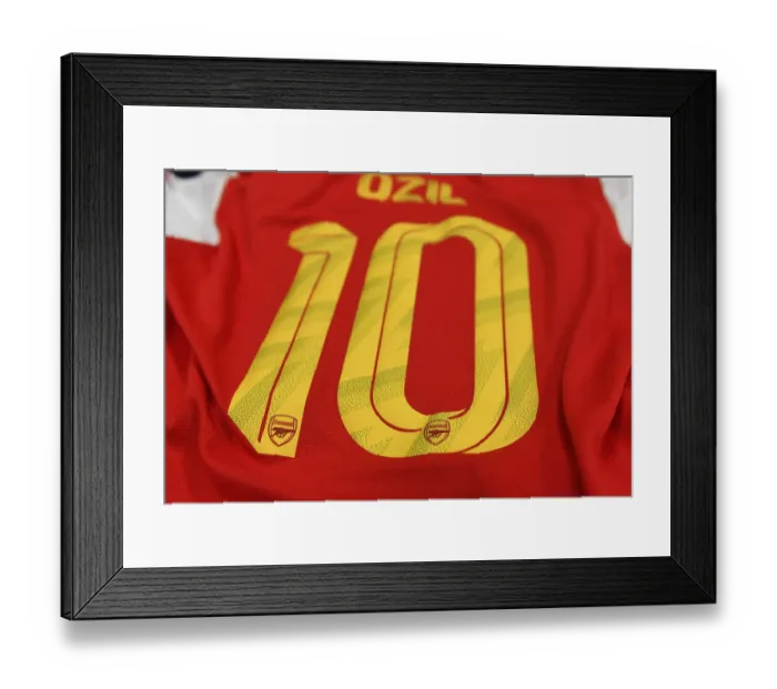 Framed Print : Mesut Ozil's Arsenal Jersey in Arsenal Changing Room Before Colorado Rapids Match (2019-20)