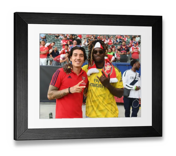 Framed Print : Arsenal's Bellerin Meets Football Star Jay Ajayi During Arsenal v Bayern Friendly Match, 2019