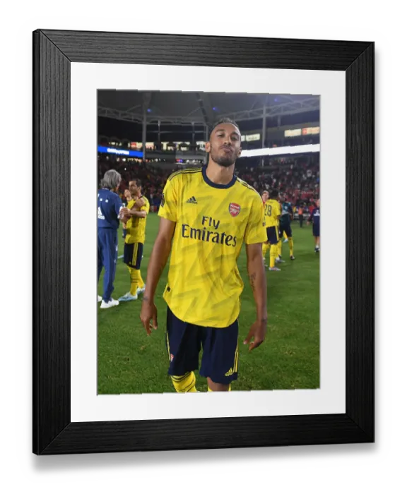 Framed Print : Arsenal's Aubameyang Reacts After 2019 Arsenal v Bayern Munich Friendly Match Framed Print : Arsenal's Aubameyang Reacts After 2019 Arsenal v Bayern Munich Friendly Match