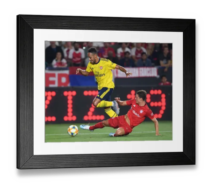 Framed Print : Arsenal vs. Bayern Munich: Aubameyang vs. Pavard Duel in the International Champions Cup, July 2019
