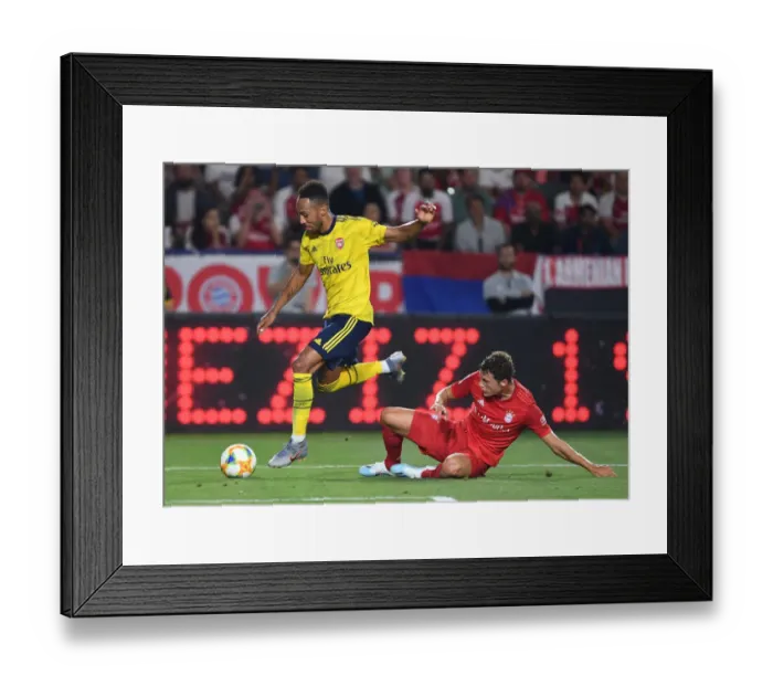 Framed Print : Arsenal vs. Bayern Munich: Aubameyang vs. Pavard Duel in the International Champions Cup, July 2019