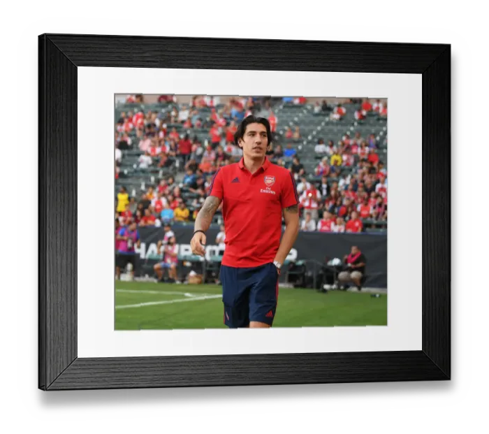 Framed Print : Arsenal's Hector Bellerin: Gear Up Moment Before Arsenal FC vs. FC Bayern at the International Champions Cup, 2019