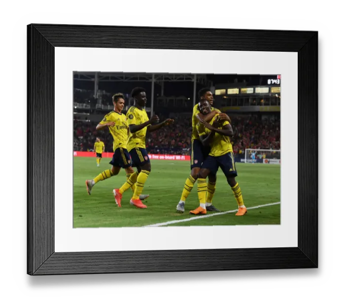 Framed Print : Arsenal's Eddie Nketiah and Tyreece John-Jules Celebrate Goals Against FC Bayern Munich in 2019 International Champions Cup