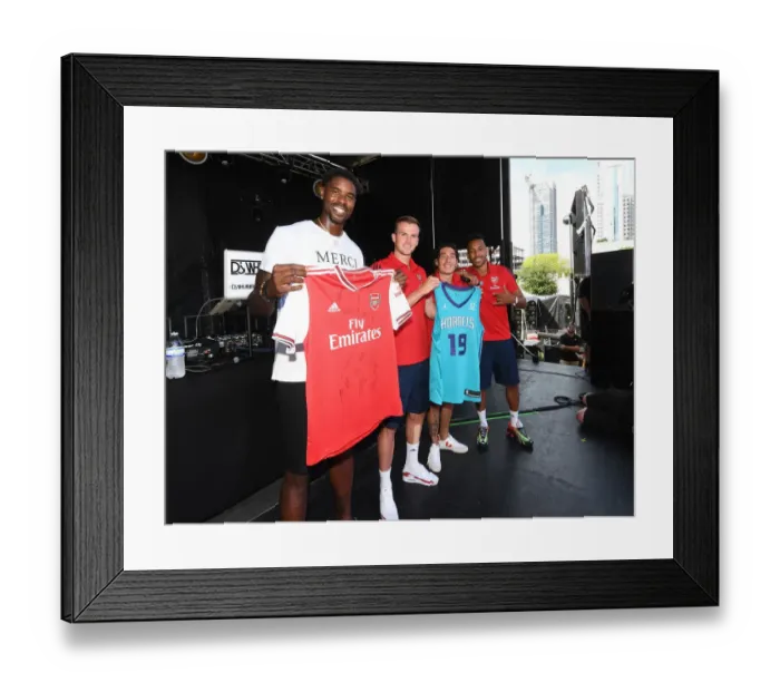 Framed Print : Arsenal Meet Charlotte Hornets Marvin Williams Ahead of Arsenal v Fiorentina International Champions Cup Match, 2019