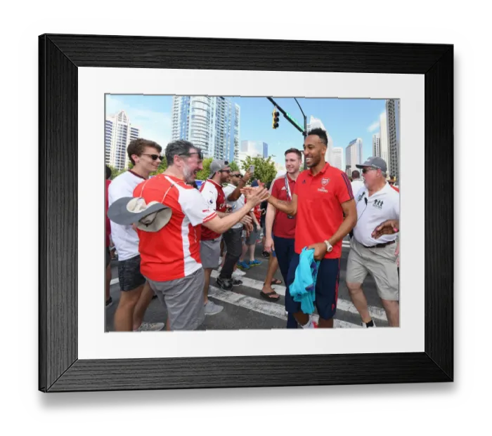 Framed Print : Arsenal's Aubameyang Greets Fans Before Arsenal vs Fiorentina in 2019 International Champions Cup Framed Print : Arsenal's Aubameyang Greets Fans Before Arsenal vs Fiorentina in 2019 International Champions Cup