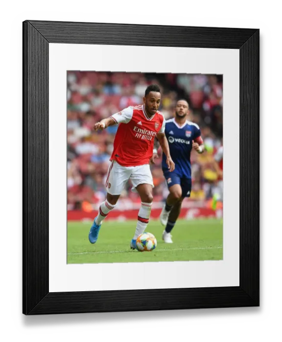 Framed Print : Arsenal's Aubameyang Stars in Arsenal vs. Olympique Lyonnais Emirates Cup Showdown (2019)
