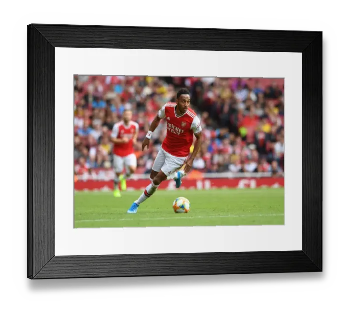 Framed Print : Arsenal's Aubameyang Stars in Arsenal vs. Olympique Lyonnais Emirates Cup Showdown (2019-20)