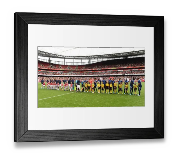 Framed Print : Arsenal vs. Olympique Lyonnais: The Emirates Cup Showdown - Teams Take the Field, 2019