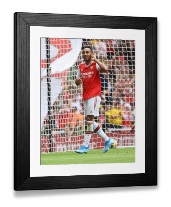 Framed Print : Arsenal's Aubameyang Scores in Emirates Cup Win Against Olympique Lyonnais