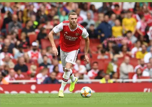 Arsenal's Calum Chambers in Action at Emirates Cup 2019 against Olympique Lyonnais