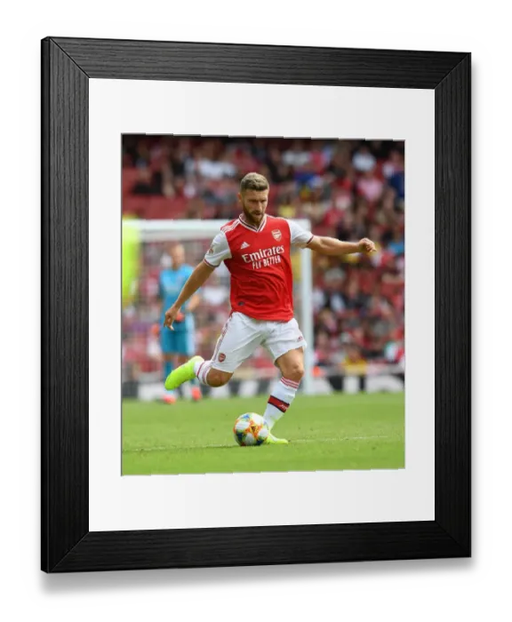Framed Print : Mustafi's Emirates Showdown: Arsenal vs. Olympique Lyonnais