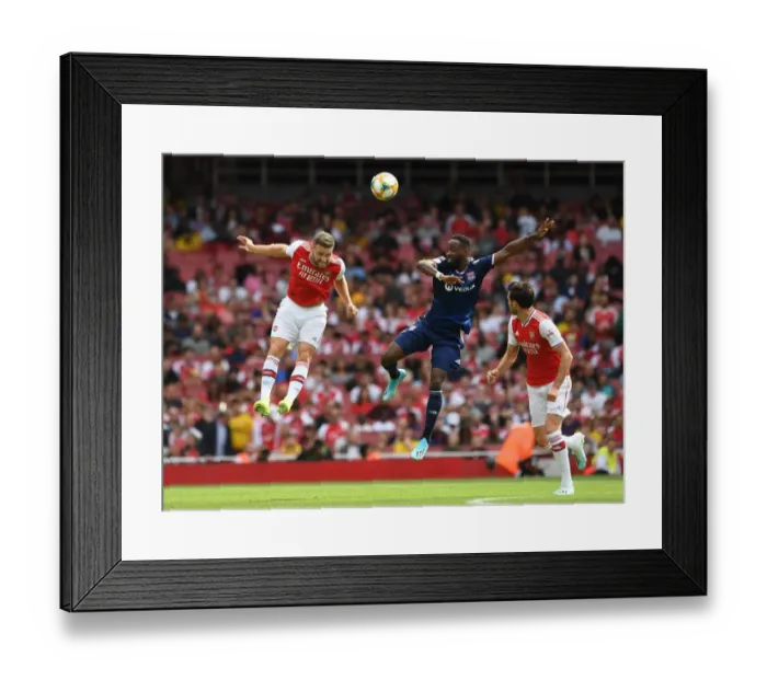 Framed Print : Arsenal's Mustafi in Action: Emirates Cup Clash vs. Olympique Lyonnais, 2019 Framed Print : Arsenal's Mustafi in Action: Emirates Cup Clash vs. Olympique Lyonnais, 2019