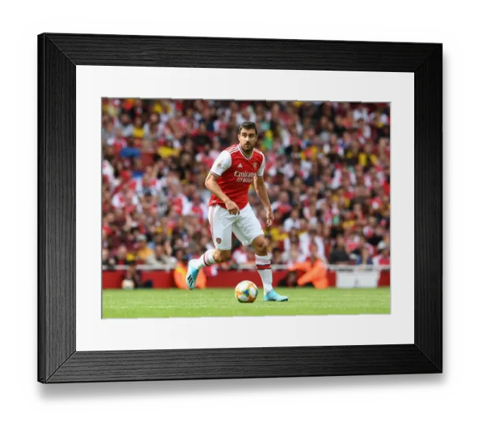 Framed Print : Sokratis in Action: Arsenal vs. Olympique Lyonnais at Emirates Cup, 2019