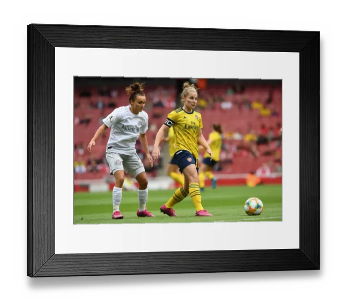 Framed Print : Arsenal's Kim Little Overpowers Bayern's Lina Magull in Emirates Cup Clash