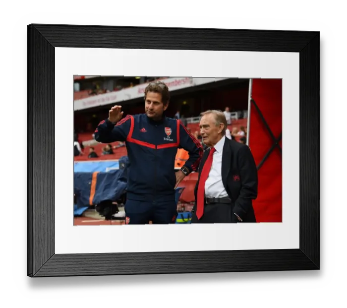 Framed Print : Arsenal Women vs Bayern Munich: Joe Montemurro and Ken Friar Pre-Match at Emirates Stadium