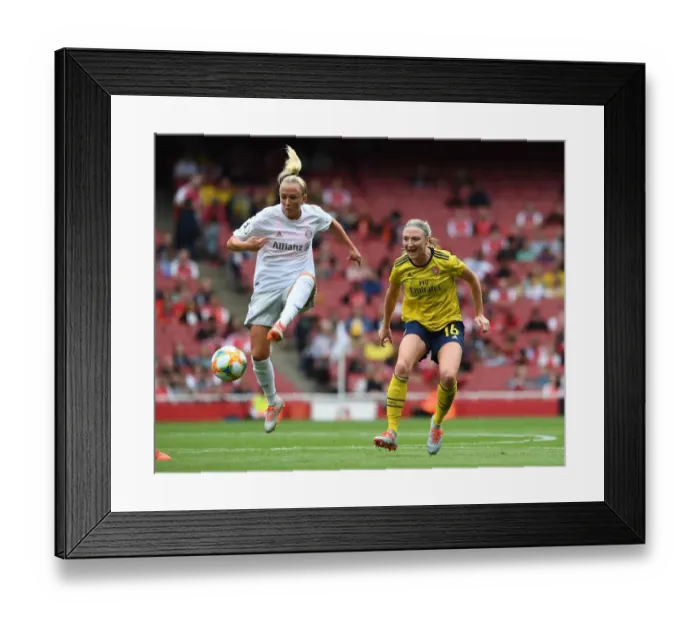 Framed Print : Arsenal vs. Bayern Munich: Women's Emirates Cup Clash - Quinn vs. Islacker