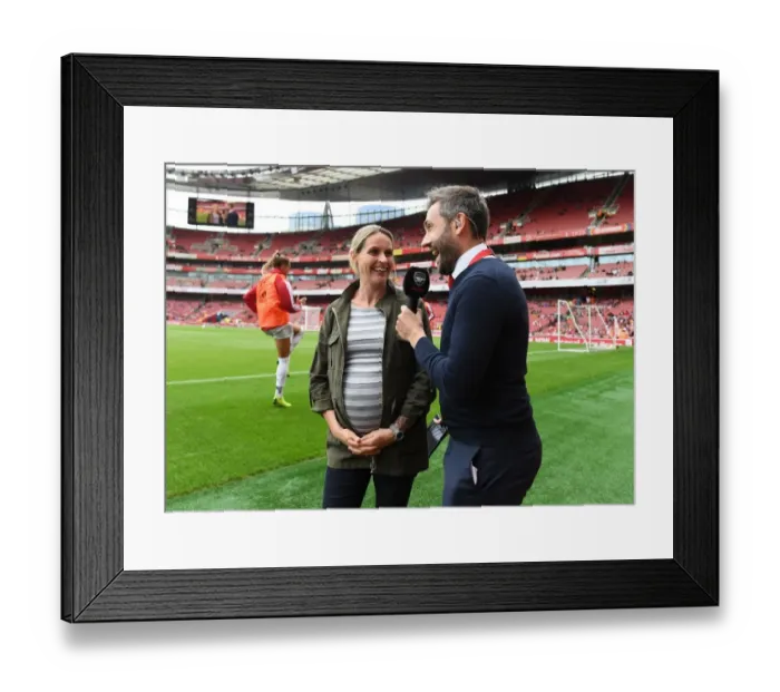 Framed Print : Arsenal Women vs. FC Bayern Munich: Nigel Mitchell and Kelly Smith's Reunion at Emirates Cup