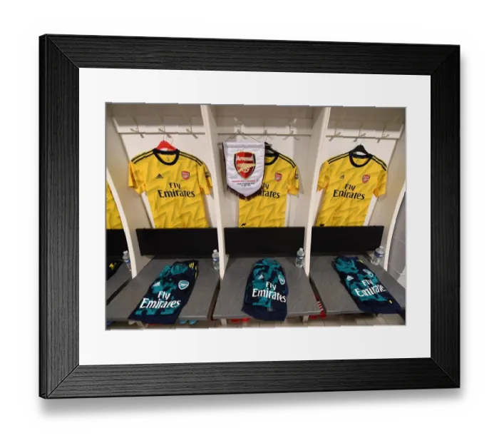 Framed Print : Arsenal Football Club in Angers Changing Room Before Pre-Season Friendly Match
