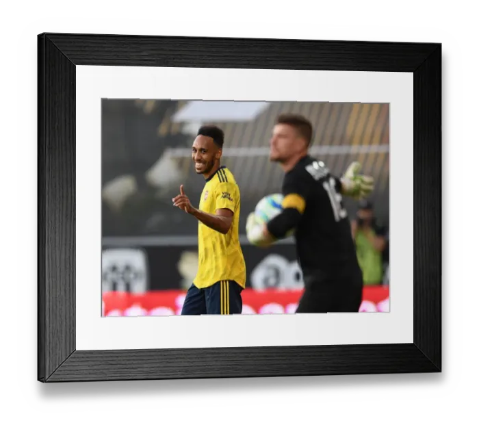 Framed Print : Arsenal's Aubameyang in Action: Arsenal vs Angers Pre-Season Friendly, 2019