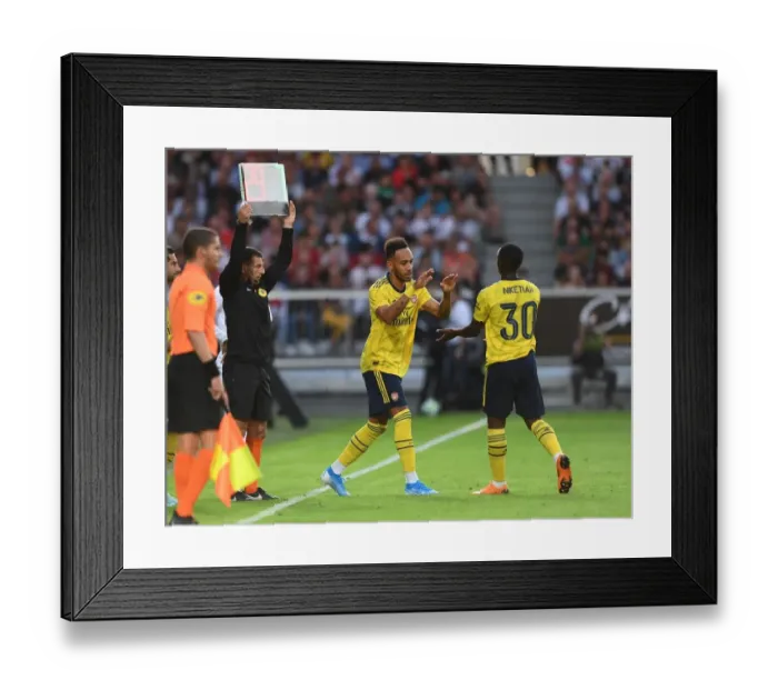 Framed Print : Arsenal's Aubameyang Subs In During Angers Pre-Season Friendly Framed Print : Arsenal's Aubameyang Subs In During Angers Pre-Season Friendly