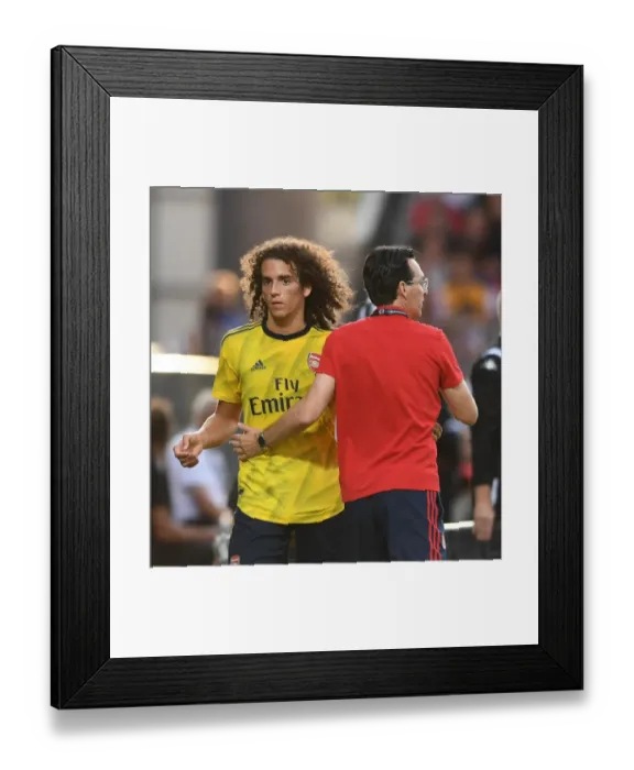 Framed Print : Arsenal's Unai Emery Coaches Matteo Guendouzi during Angers Friendly