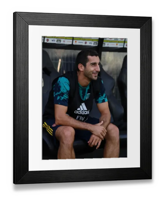 Framed Print : Arsenal's Henrikh Mkhitaryan on the Bench during Angers Friendly