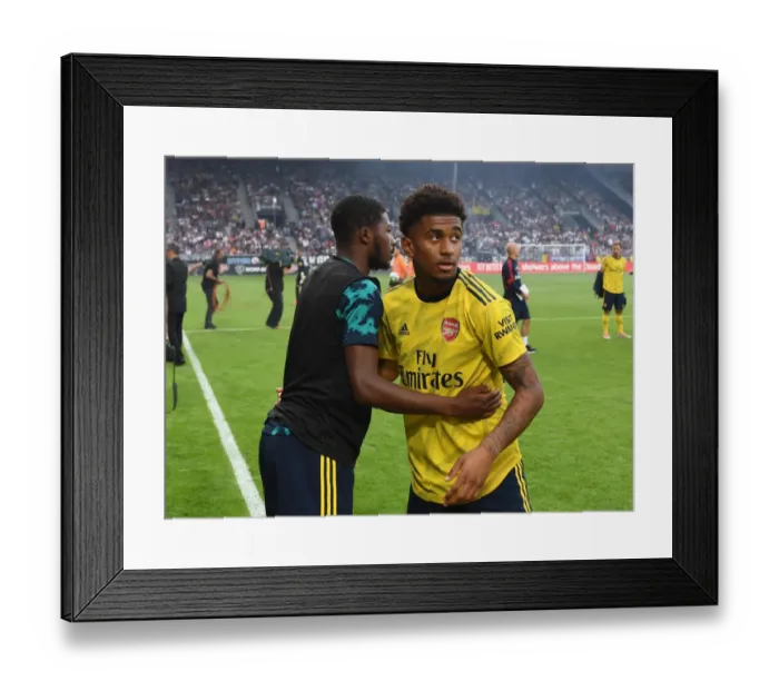 Framed Print : Arsenal Stars Ainsley Maitland-Niles and Reiss Nelson Before Angers Friendly, 2019