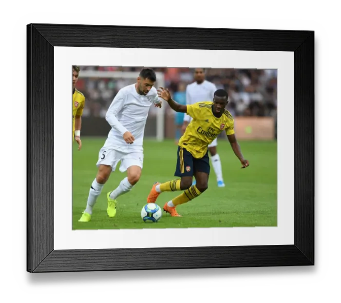 Framed Print : Arsenal's Eddie Nketiah Closes Down Angers Thomas Mangani in 2019 Pre-Season Friendly