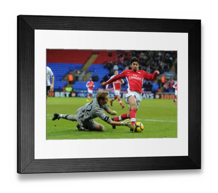 Framed Print : Eduardo (Arsenal) Jussi Jskelainen (Bolton). Bolton Wanderers 0: 2 Arsenal