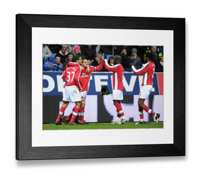 Framed Print : Cesc Fabregas celebrates scoring the 1st Arsenal goal with Eduardo, Craig Eastmond