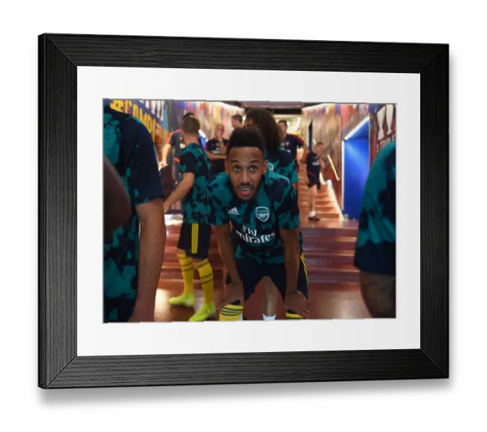 Framed Print : Arsenal's Aubameyang Faces Barcelona in Pre-Season Friendly