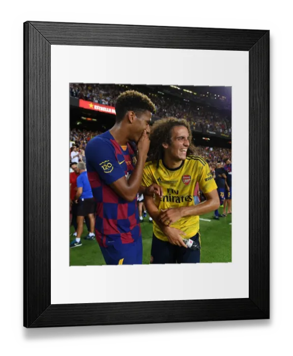 Framed Print : FC Barcelona vs. Arsenal: Matteo Guendouzi and Jean-Clair Todibo Face Off in Pre-Season Friendly