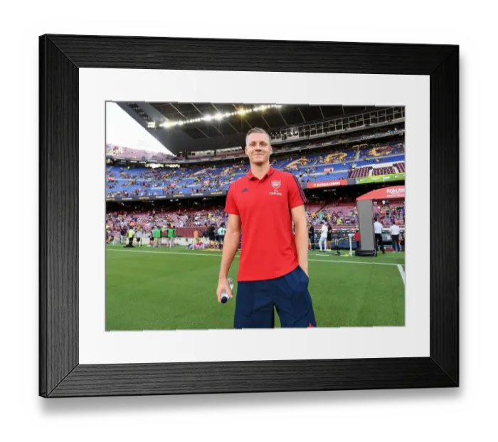 Framed Print : Arsenal's Bernd Leno Prepares for FC Barcelona Friendly at Nou Camp Framed Print : Arsenal's Bernd Leno Prepares for FC Barcelona Friendly at Nou Camp