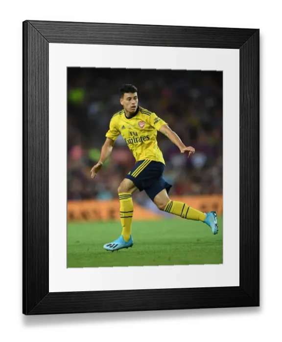 Framed Print : Gabriel Martinelli in Action: FC Barcelona vs. Arsenal, 2019 - Pre-Season Clash in Barcelona