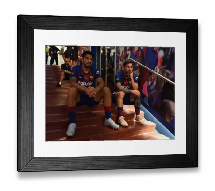 Framed Print : Suarez and Messi Face Off: FC Barcelona vs. Arsenal (2019-20 Pre-Season Friendly)