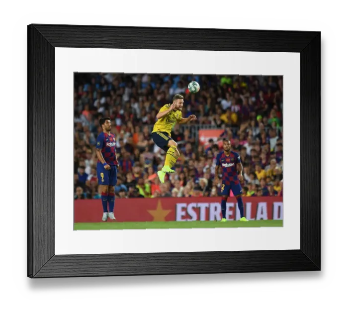 Framed Print : Arsenal's Mustafi Faces Barcelona in 2019 Pre-Season Friendly