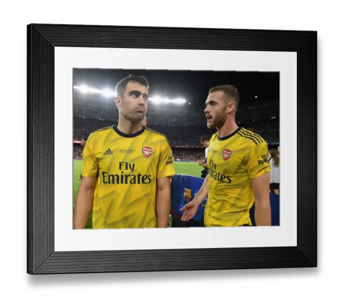 Framed Print : Sokratis and Chambers: Arsenal's Defensive Duo Reflect After FC Barcelona Friendly Framed Print : Sokratis and Chambers: Arsenal's Defensive Duo Reflect After FC Barcelona Friendly