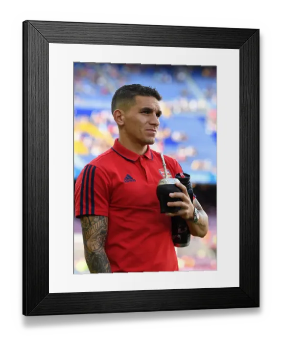 Framed Print : Torreira's Arsenal Pre-Season Face-off Against FC Barcelona at Nou Camp (2019)