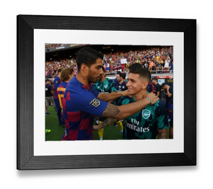 Framed Print : Torres and Suarez Meet Before FC Barcelona vs. Arsenal Pre-Season Clash, 2019 Framed Print : Torres and Suarez Meet Before FC Barcelona vs. Arsenal Pre-Season Clash, 2019
