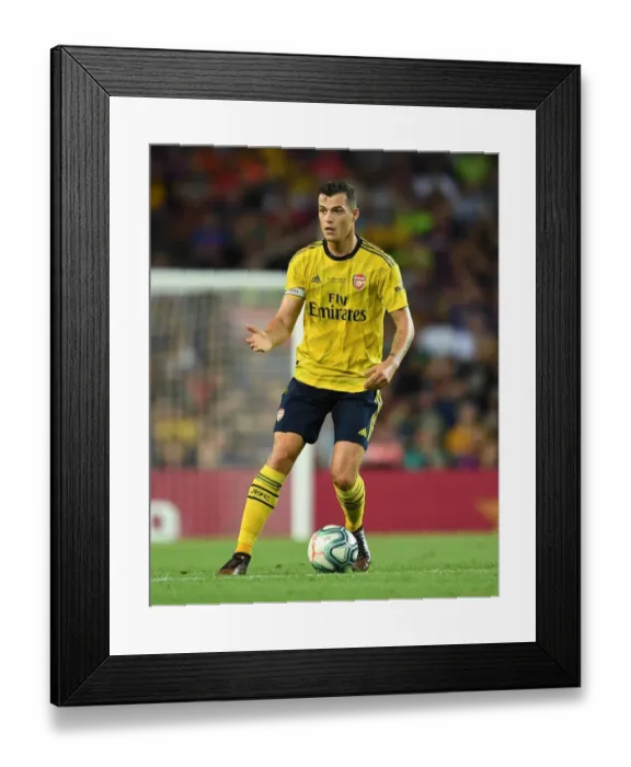 Framed Print : Xhaka in Action: FC Barcelona vs. Arsenal Pre-Season Clash, 2019