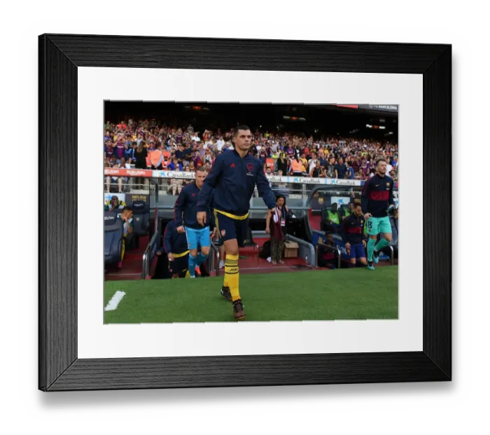 Framed Print : Arsenal's Granit Xhaka Leads Team Out in FC Barcelona Pre-Season Friendly (2019-20)