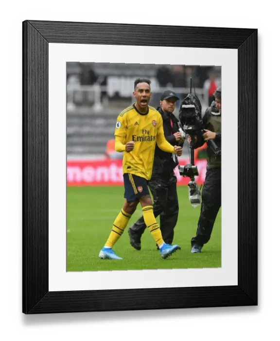Framed Print : Arsenal's Aubameyang Celebrates Goal Against Newcastle United in 2019-20 Premier League