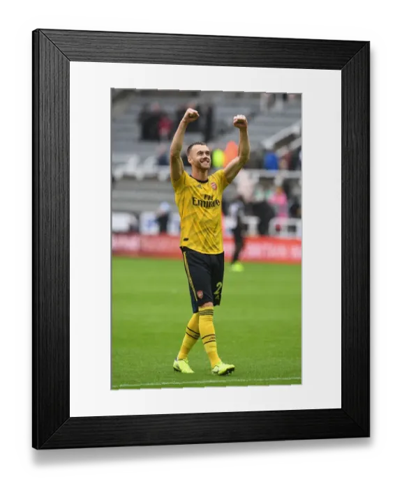 Framed Print : Calum Chambers Salutes Arsenal Fans: Newcastle United vs Arsenal FC, Premier League 2019-20