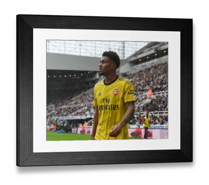 Framed Print : Arsenal's Reiss Nelson in Action: Arsenal vs. Newcastle United, Premier League 2019-20