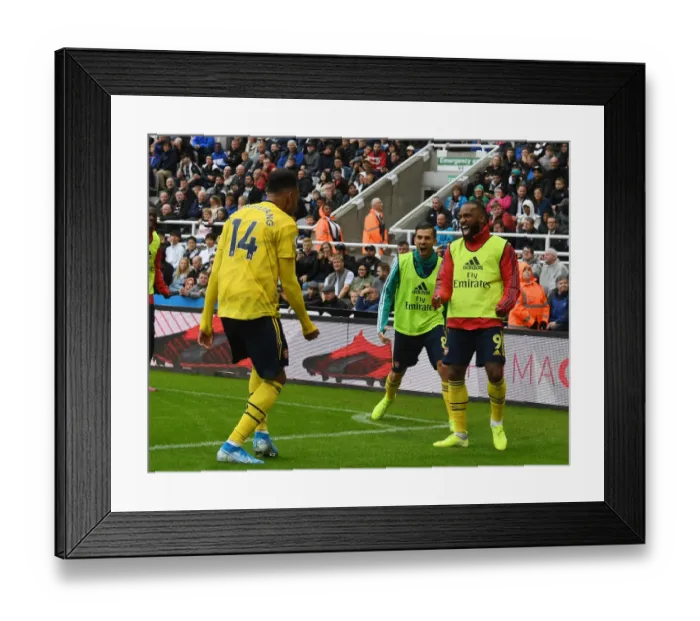 Framed Print : Aubameyang and Lacazette Celebrate Goal: Newcastle United vs. Arsenal FC, Premier League 2019-20 Framed Print : Aubameyang and Lacazette Celebrate Goal: Newcastle United vs. Arsenal FC, Premier League 2019-20