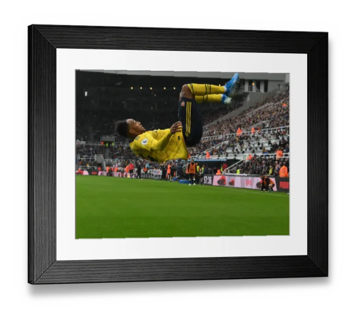Framed Print : Arsenal's Aubameyang Scores Stunner: Premier League Triumph over Newcastle United at St. James Park, 2019-20