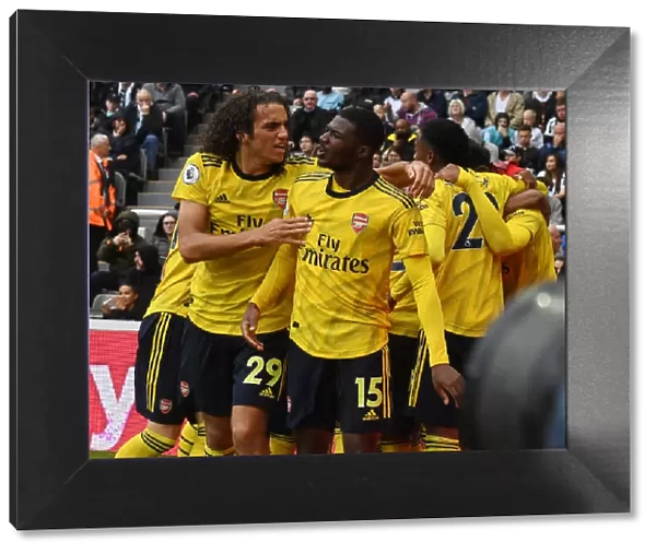 Arsenal's Guendouzi and Maitland-Niles Celebrate Goal Against Newcastle United (2019-20)