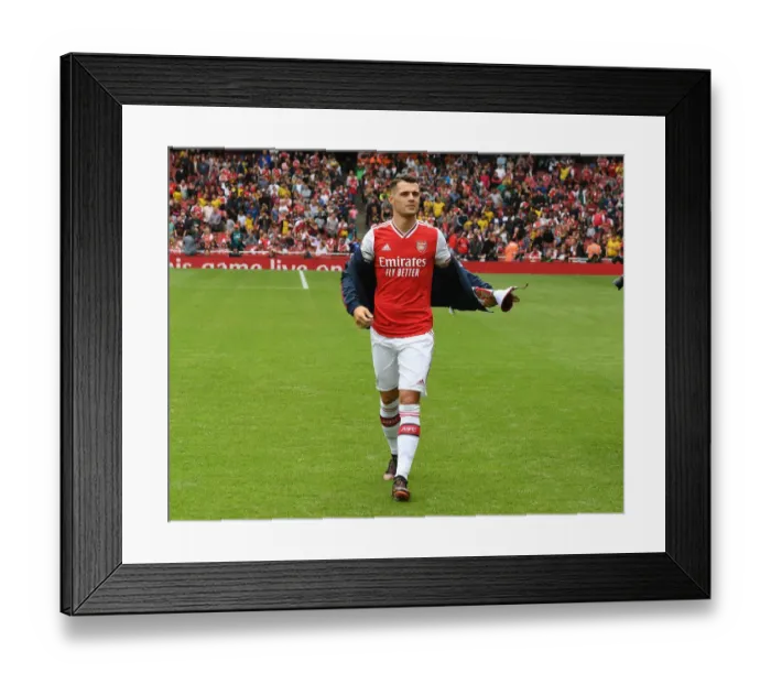 Framed Print : Granit Xhaka: Arsenal's Ready-to-Go Midfielder at Emirates Cup vs Olympique Lyonnais (2019)