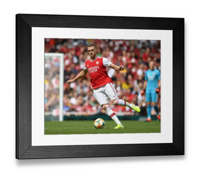 Framed Print : Arsenal's Calum Chambers in Action against Olympique Lyonnais at the Emirates Cup, 2019