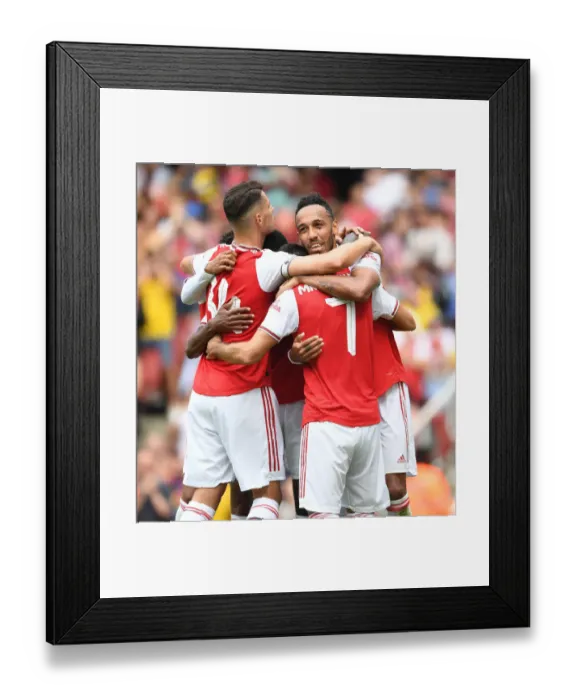 Framed Print : Arsenal Celebrate First Goal: Aubameyang, Xhaka, Mkhitaryan vs. Olympique Lyonnais - Emirates Cup 2019 Framed Print : Arsenal Celebrate First Goal: Aubameyang, Xhaka, Mkhitaryan vs. Olympique Lyonnais - Emirates Cup 2019